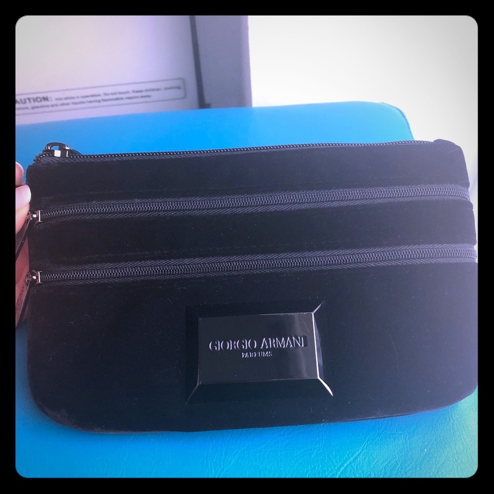 Giorgio Armani suede black wrist purse